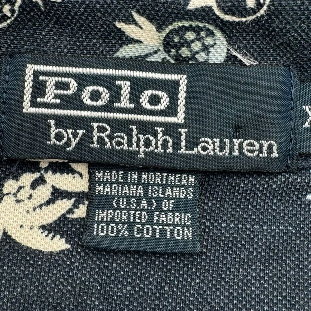 POLO RALPH LAUREN Men's XL Blue White Hawaiian Tropical Pineapple Polo‎ Shirt